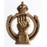 Badge plastic economy hat badge Royal Armoured Corps with both fixing lugs.