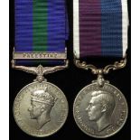 GSM GVI with Palestine clasp (563312 LAC D Bosworth RAF), and RAF LSGC Medal GVI (563312 F/Sgt D