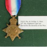 1915 Star to 23115 Pte G Moir H.L.I., later a Colour Sgt HLI. Served with 12th Bn. (1)