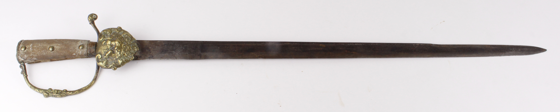 18th Century Hunting hanger with engraved blade and ornamental guard.