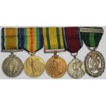 Replacement unnamed group mounted as worn - BWM & Victory Medal (very neatly erased), a tailors copy