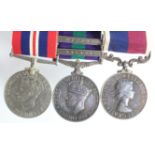 Group mounted as worn - 1939-45 War Medal, GVI GSM with bars Malaya / Cyprus top clasp loose (