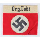 German Org Todt Officers armband issue stamp dated 1943 to reverse.