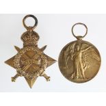 1915 Star and Victory Medal to PW-2758 L.Cpl J T Wells Middlesex Regt. Killed In Action 13th Oct