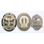 German Motorcycle Club badge together with a NSKK 1943 badge and one other.