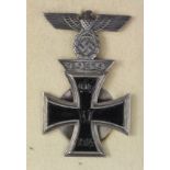 Imperial German Iron Cross 1st class screw back solid made with WW2 spange in fitted case