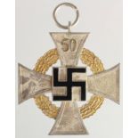 German Faithful Service LS & GC Cross, scarce 50 years example