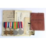 WW2 Group with 1939-45 Star, F&G Star, Defence and War Medals Soldiers Service & Paybook, Release