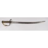 Sword - an 18th/19th Century Hunting hanger. Unfullered blade 23" with Kings Head armourers stamp to