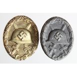 German wounds badges, solid types in gold and black