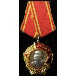 Soviet Order of Lenin in gold and platinum with enamel finish, reverse numbered 140250.