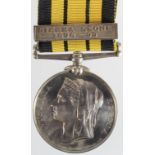 East and West Africa Medal with Sierra Leone 1898-99 clasp (2411 Pte P Trotman 1/W.I.R.).