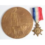 1915 Star and Death Plaque to 13726 Pte Edgar Rose 7th Bn Shropshire L.I. Killed In Action 14th July