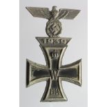 German 1 piece Iron Cross 1st class with 1939 bar to the Iron Cross some age wear.