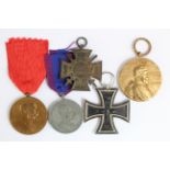 German WW1 medals various, inc Iron Cross 2nd Class maker marked '8-W' ?, Honour Cross with Swords