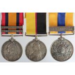 Queens Sudan Medal 1899 silver (4020 Pte A Goldstraw 1/N.Staff R), QSA with bars Tra/SA02 (4020