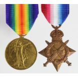 1915 Star and Victory Medal to B-3014 L.Cpl J T Holmes Rifle Brigade. Died of Wounds 10/7/1915