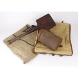 WW1 German entrenching tool soldiers backpack and German WW1 Gas mask tin with pre WW2 dated