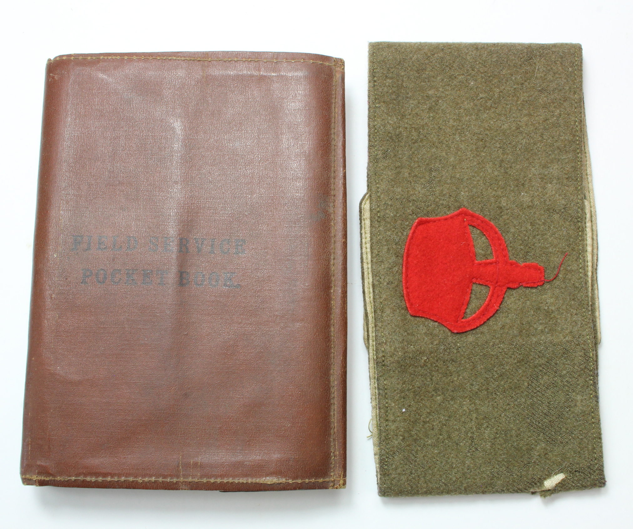 WW1 Denby armband as issued to new recruits in 1914 with 1914 soldiers pocketbook. 1914-18