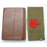 WW1 Denby armband as issued to new recruits in 1914 with 1914 soldiers pocketbook. 1914-18