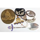 Royal Artillery & R.G.A items - various (5) includes a silver R.A. spoon, 2 Sweethearts, 2 medal & 2