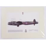 WW2 print mounted 21"x16" Lancaster B111 Special 617 Squadron RAF Scampton signed by Freddie Watts