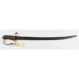 Sword - British 18th/19th Century hanger, fullered blade 23". Ricasso marked 'Harvey' brass