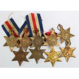 WW2 British France and German Stars x4 and Atlantic Star x1, Burma Star x4 inc one copy, mixed