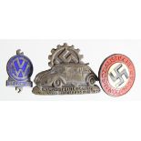 German Lapel badges 2x VW types inc Beetle & a Party badge