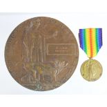 Victory Medal to 22/758 Pte W Poulsen North'D Fus. With Death Plaque to William Paulsen. Killed In