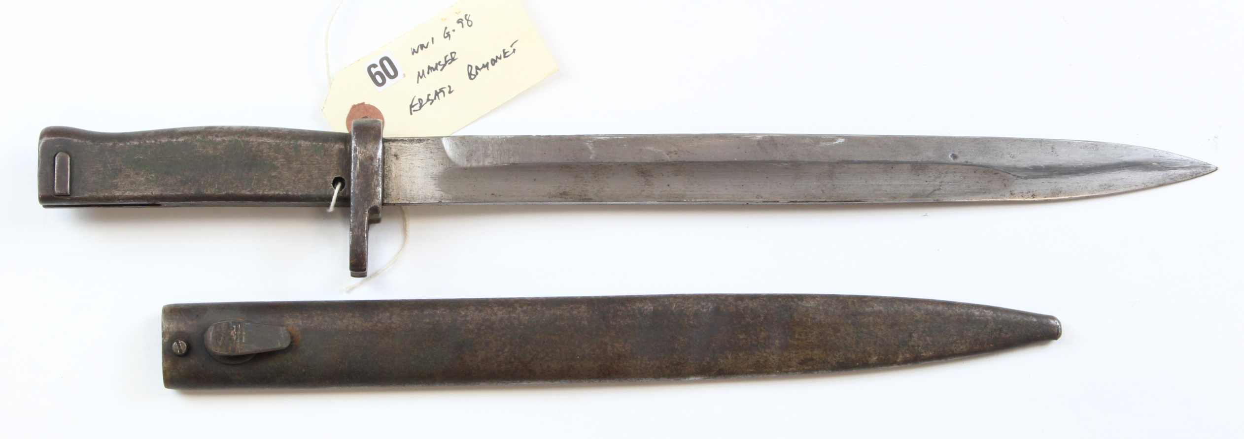 Bayonet - WW1 Imperial German 'ERSATZ' Bayonet. Blade 12", all steel construction, stepped