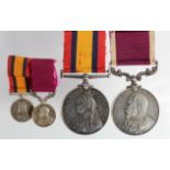 Queens Mediterranean Medal 1899 (1929 Serjt C F Wilson Rl W Kent R), and EDVII Army LSGC Medal (1929