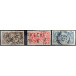 GB - KGV 1913 Seahorses, mixed printings, 2/6, and 10s with cds pmk, 5s with parcel cancel. Cat £