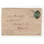 GB postal history 1875 1s Plate 12, SG.150, on entire written wrapper to Calcutta India with