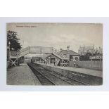 Railway station postcard. Hawarden Flintshire Wales (interior, with passengers), postally used