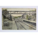 Railway station postcard. Kildale North Yorkshire (interior, with passengers), published