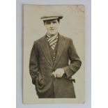 Cardiff City RP postcard of Billy Hardy c1911/12 in civilian cloths. He played 590 matches for