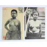 Ethnic nude postcards of native girl tribal studies from Laos Asia, both postally used 1910 and 1911