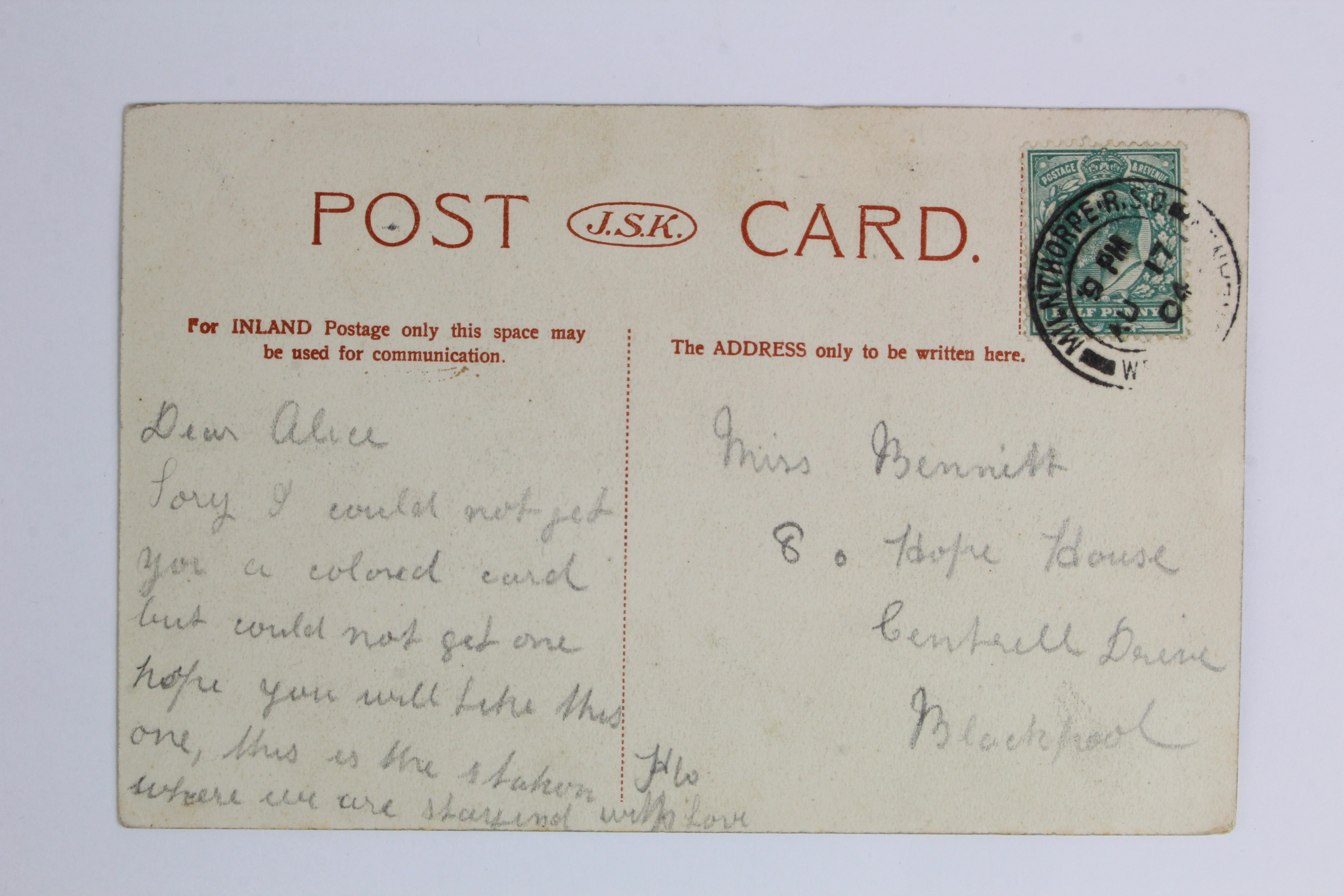 Railway station postcard. Sandside Cumberland Furness Railway, postally used Milnthorpe RSO 1904. - Image 2 of 2