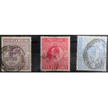 GB - KEDVII High Values used, 2/6, 5s, 10s, SG262, 263, 265, total cat £900. Foxing noted to 2/6. (