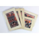 Woven Silks by Deffrene, flames, Reims 1915, St Jean des Vignes, Soissons x 2, St Quentin x 2   (5)