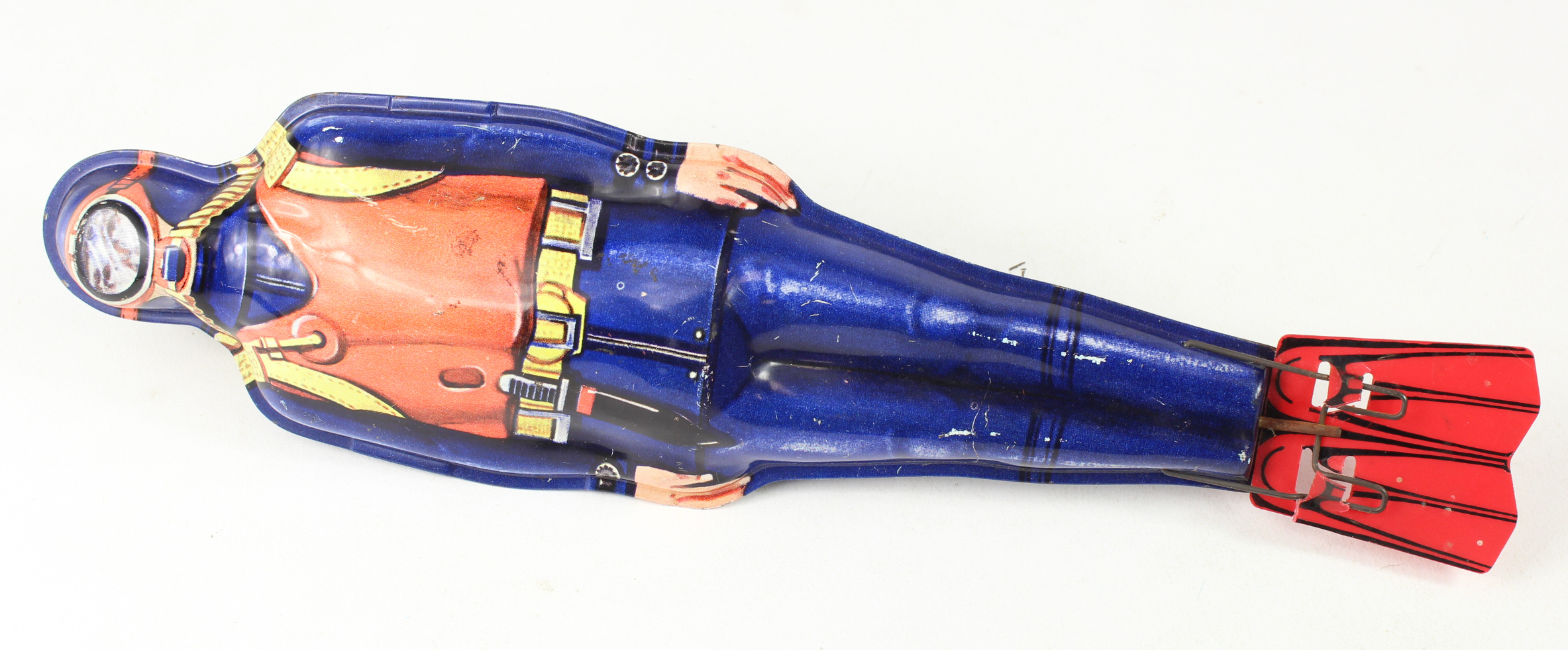 Clockwork tinplate scuba diver, by J. Chein & Co. (U.S.A.), length 30cm approx. (not working, sold