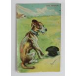 Louis Wain dogs postcard - E S London: The Beggar, postally used Phibsborough Dublin 1909.