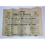 Guernsey Weekly Press newspaper 15th May 1945. 'How the German Capitulation was Signed'.