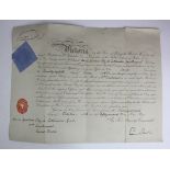 Commission document to Henri Gustave Joly de Lotbiniere 22nd Oct 1888, 2nd Lieut Royal Engineers.