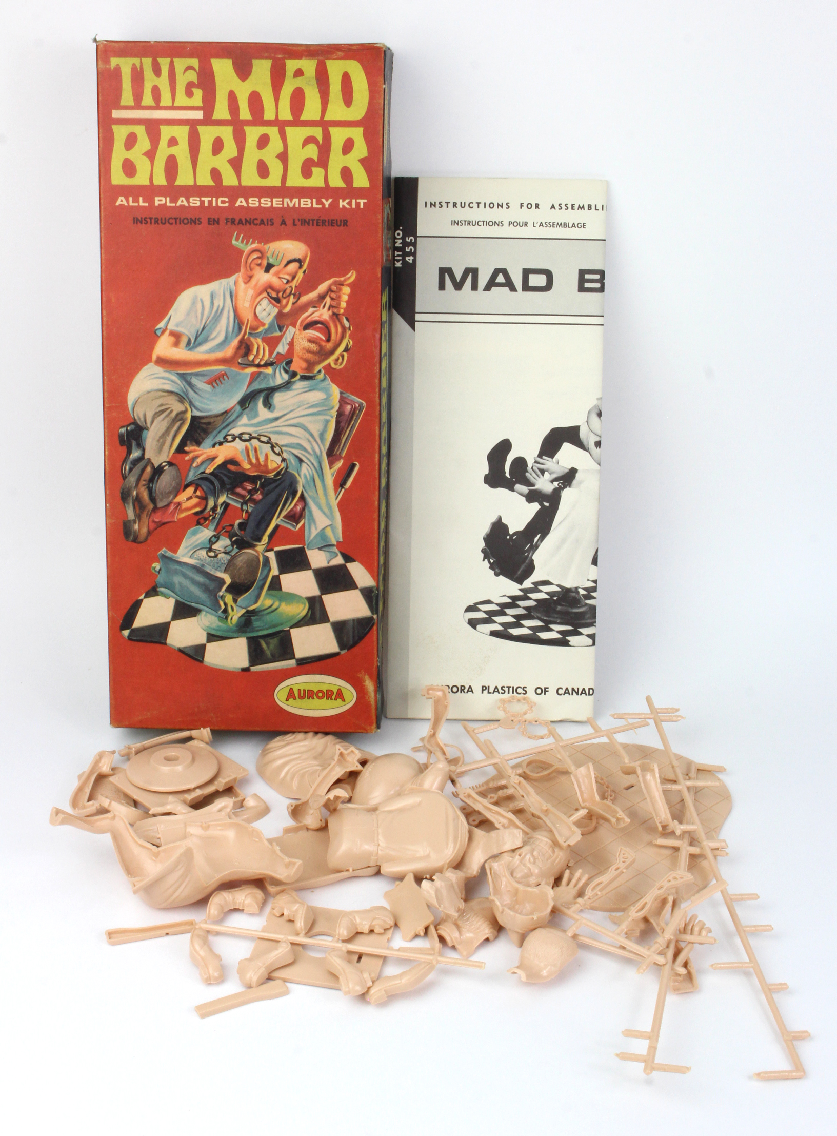 Aurora The Mad Barber plastic assembly kit (no. 455-129), with instructions, contained in original