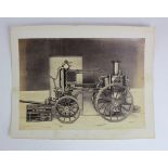 Merryweather & Sons de Londres, super early photo of horse drawn fire wagon. (approx 11"x8.5" with