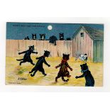 Louis Wain cats and dogs postcard - Valentines: There’s many a slip twixt cup & lip, postally used