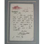 Jerome (Jerome Klapka). An original manuscript letter on Idler Illustrated Monthly headed paper,