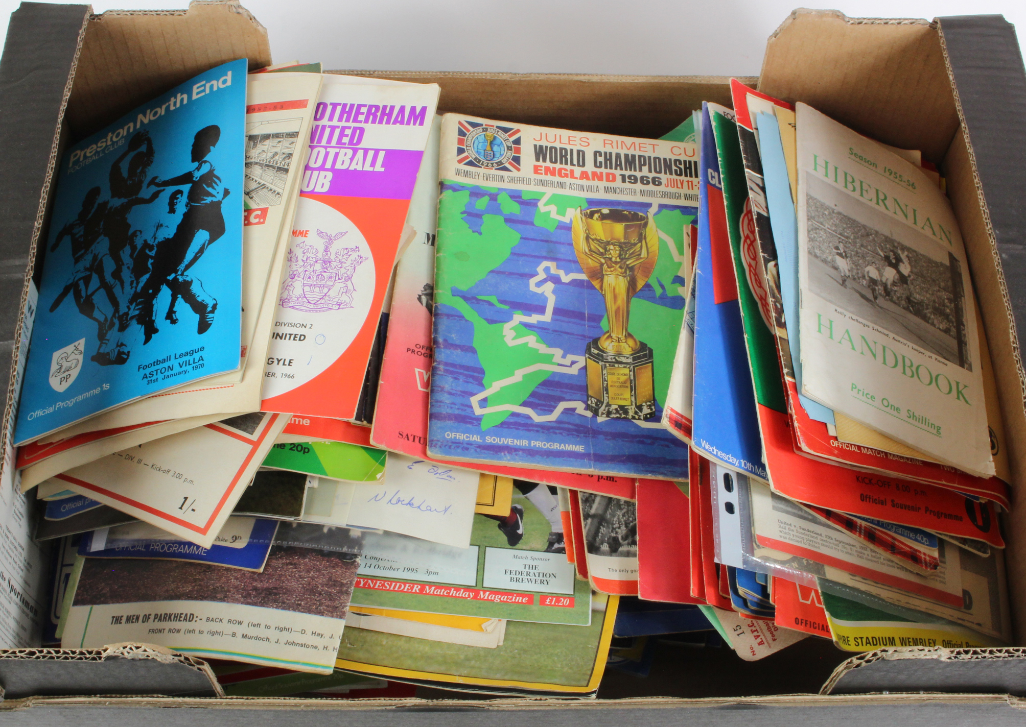 Football programmes - banana box full of mixed teams, circa 1950's to 1970's. Good sorting lot. (